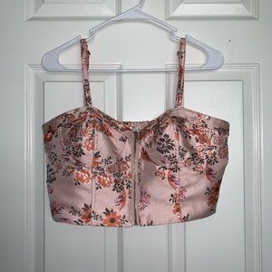 Forever 21 Floral Embroidered Crop Tank Top